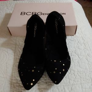 Bcbgeneration flats black and gold star print